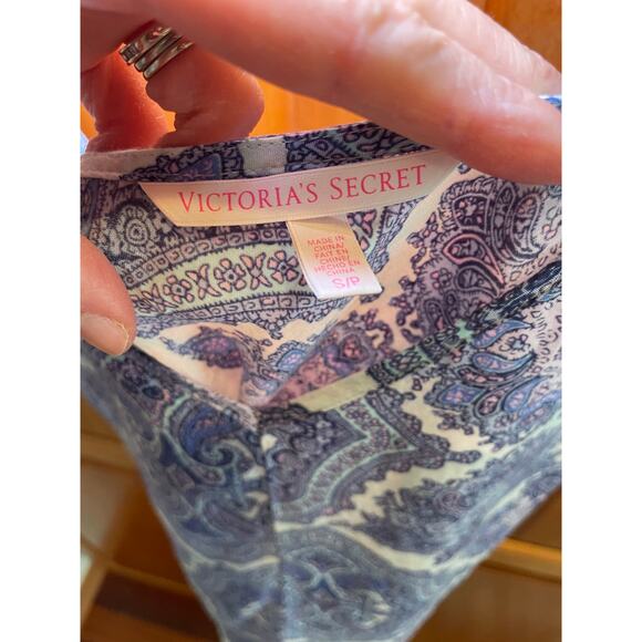 Victoria's Secret Women Small‎ Romper Pajama Blue Paisley Spaghetti Straps - Picture 13 of 13